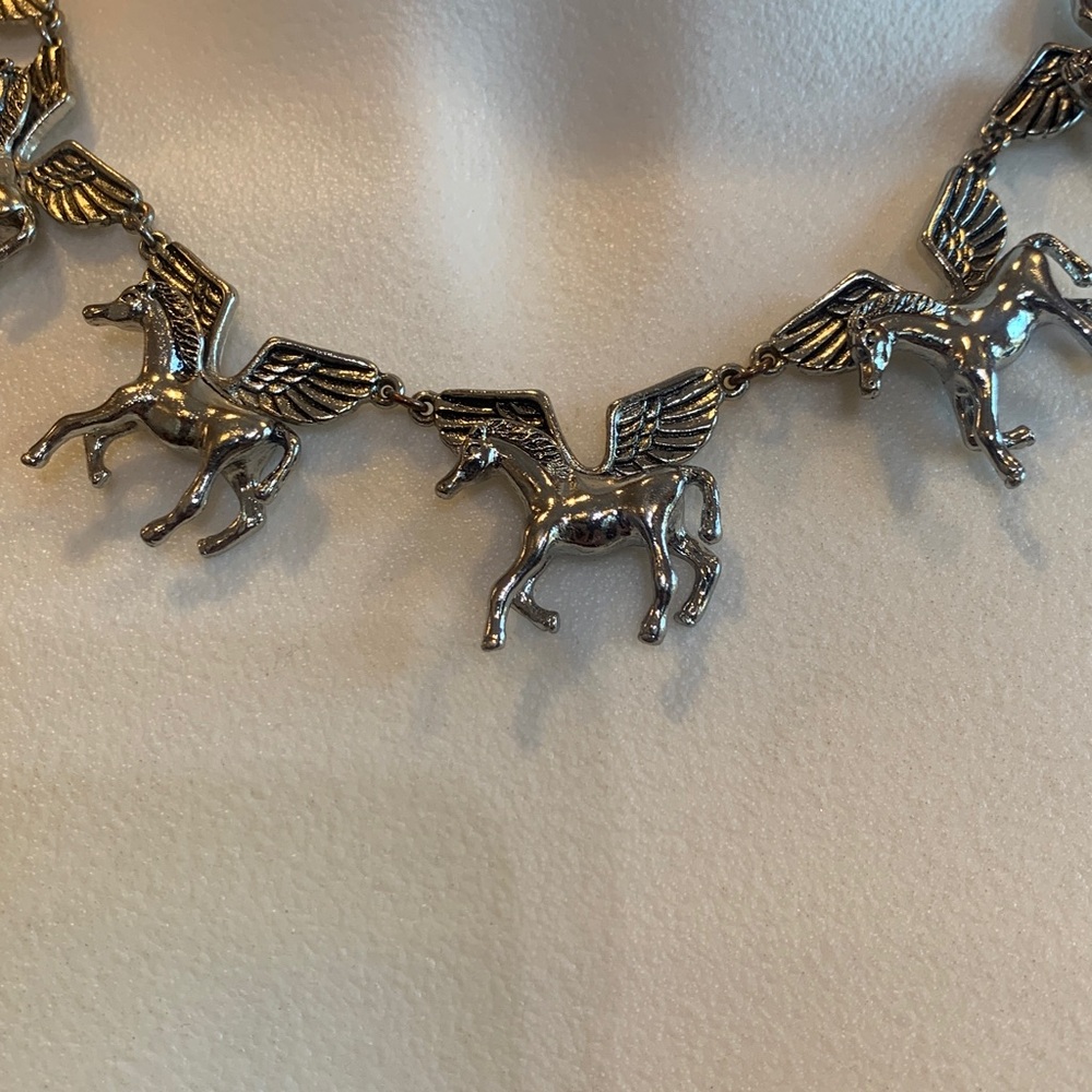 Silver Pegasus Charm Necklace - Women Jewelry - Picture 2 of 5